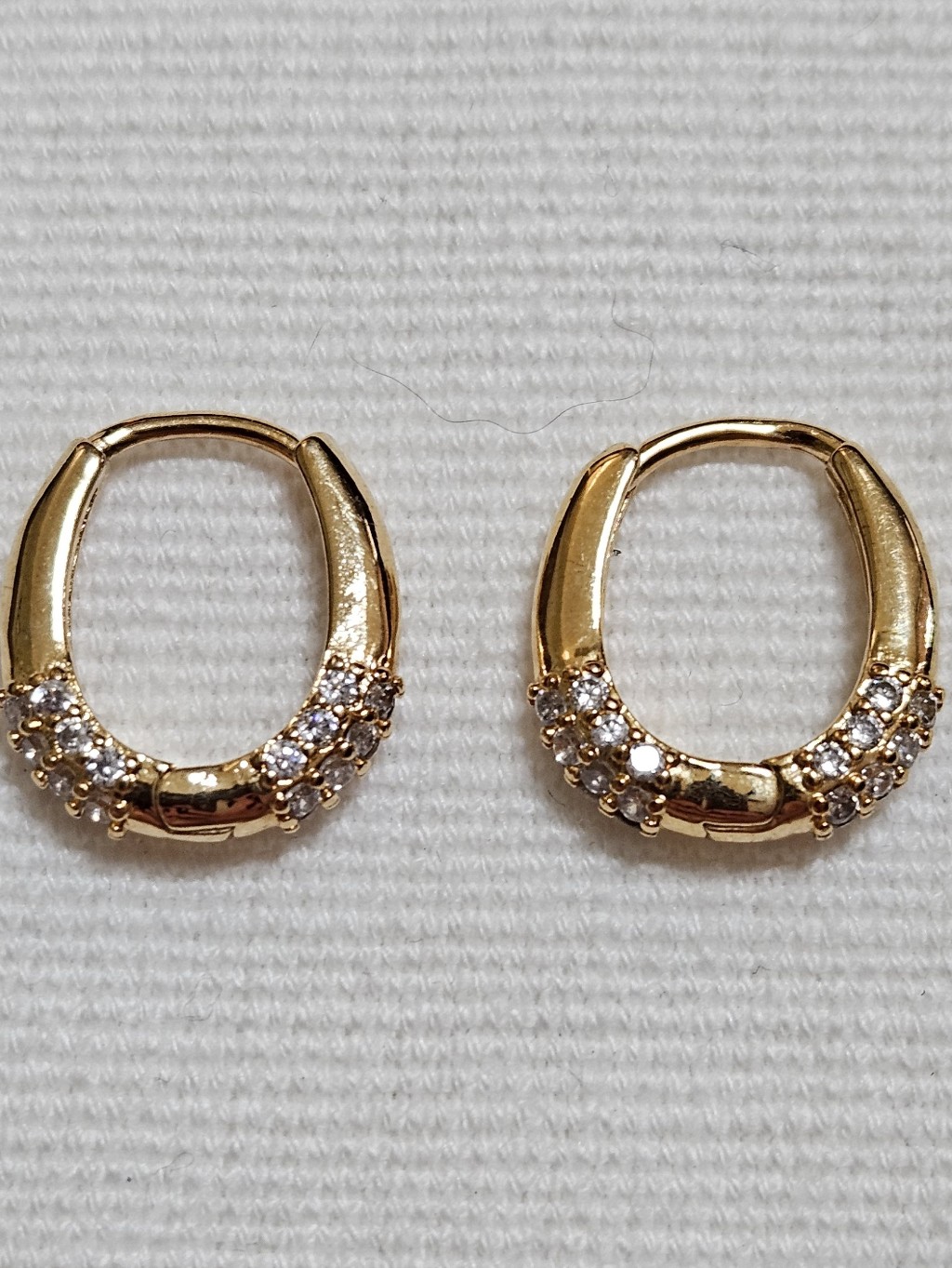 Gold Crystal Accent Huggie Hoop Earrings Cz Pave Gold Plated - Women Jewelry